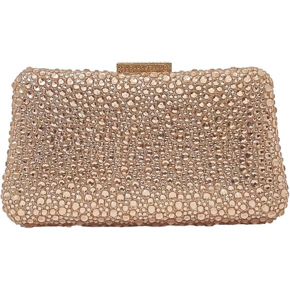 Huang Zhuang Handbags - Women Evening Handbag Sparkly Rhinestones Crystals Rose Gold NEW